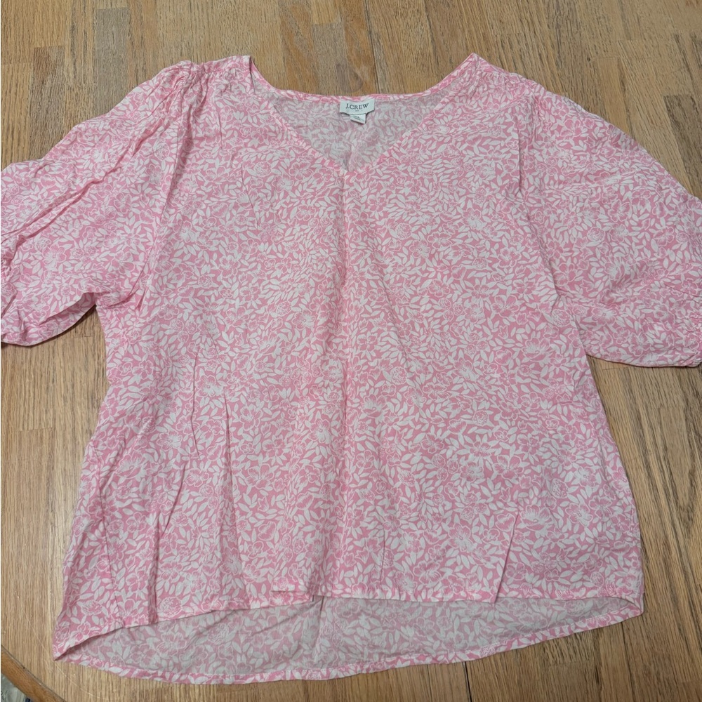 SOLD J. Crew Pink and White Floral Blouse
